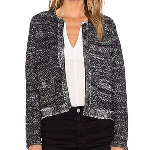 Joie Basketweave Porsha Jacket Ebony Shimmer Full Zip Wool Pockets Size XXS